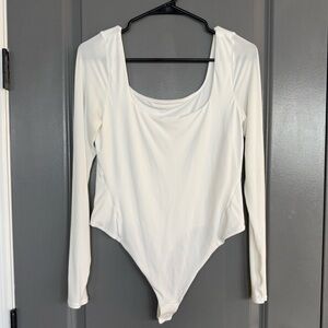 Lululemon Wundermost Ultra Soft Nulu Long Sleeve White Bodysuit Size Large